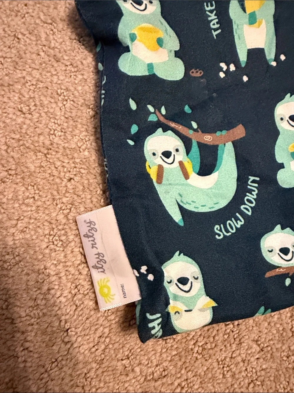 Diaper bag wipeable Sloth Print Navy Blue Zipper Pouch - Relaxing Sloth Design